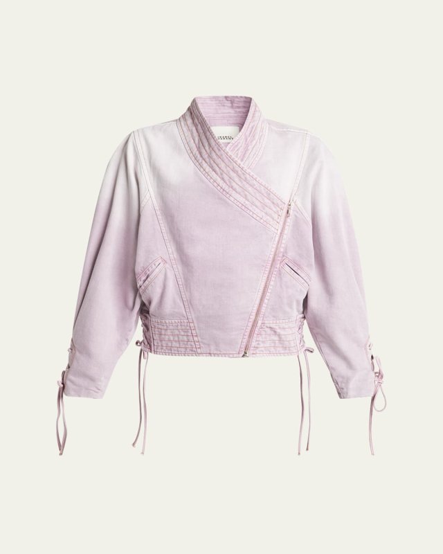 Edina Asymmetric-Zip Denim Jacket